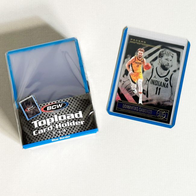 BCW 3x4 Topload Card Holders Blue Border 35pt 25 Pack