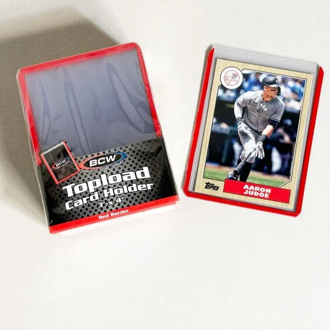 BCW 3x4 Topload Card Holders Red Border 35pt 25 Pack