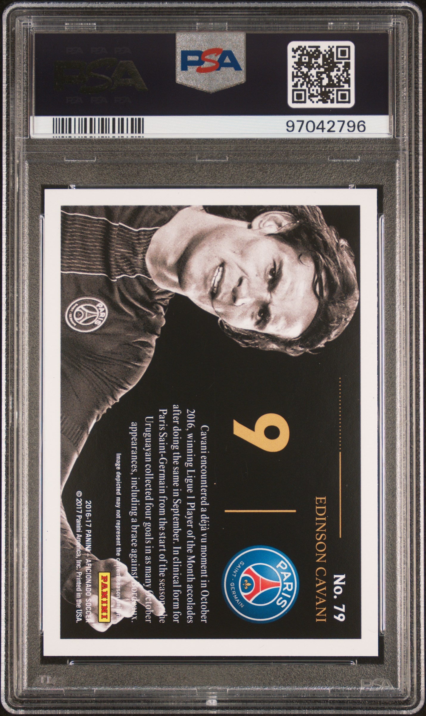 2016 Panini Aficionado #79 Edinson Cavani Artist'S Proof PSA 8 - single item listing, image for visual reference only