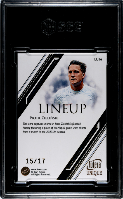 2024 Futera Unique World Football Piotr Zielinski Lineup Relic #LU16 /17 SGC 9 Graded Card - single item listing, image for visual reference only