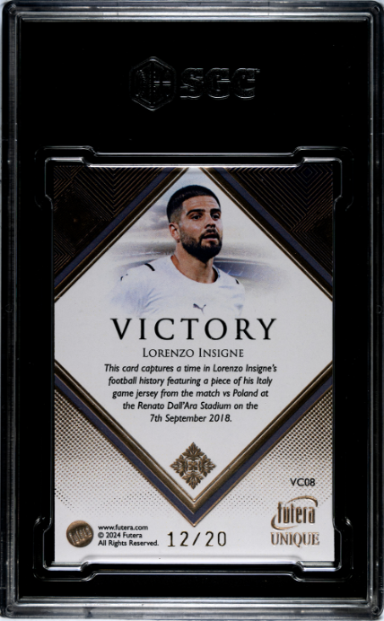 2024 Futera Unique World Football Lorenzo Insigne Victory Relics #VC08 /20 SGC 9.5 Graded Card - single item listing, image for visual reference only