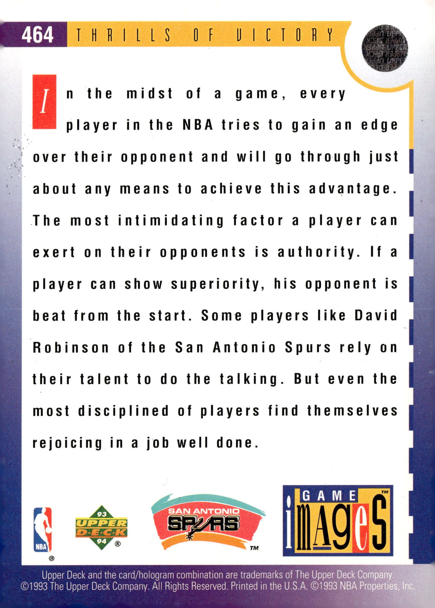 1993-94 Upper Deck #464 David Robinson