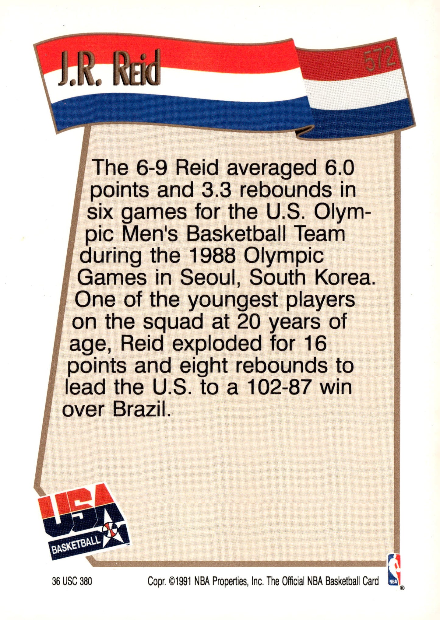 1991-92 Hoops #572 J.R. Reid