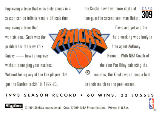 1993-94 SkyBox Premium #309 Hubert Davis / Anthony Bonner CF