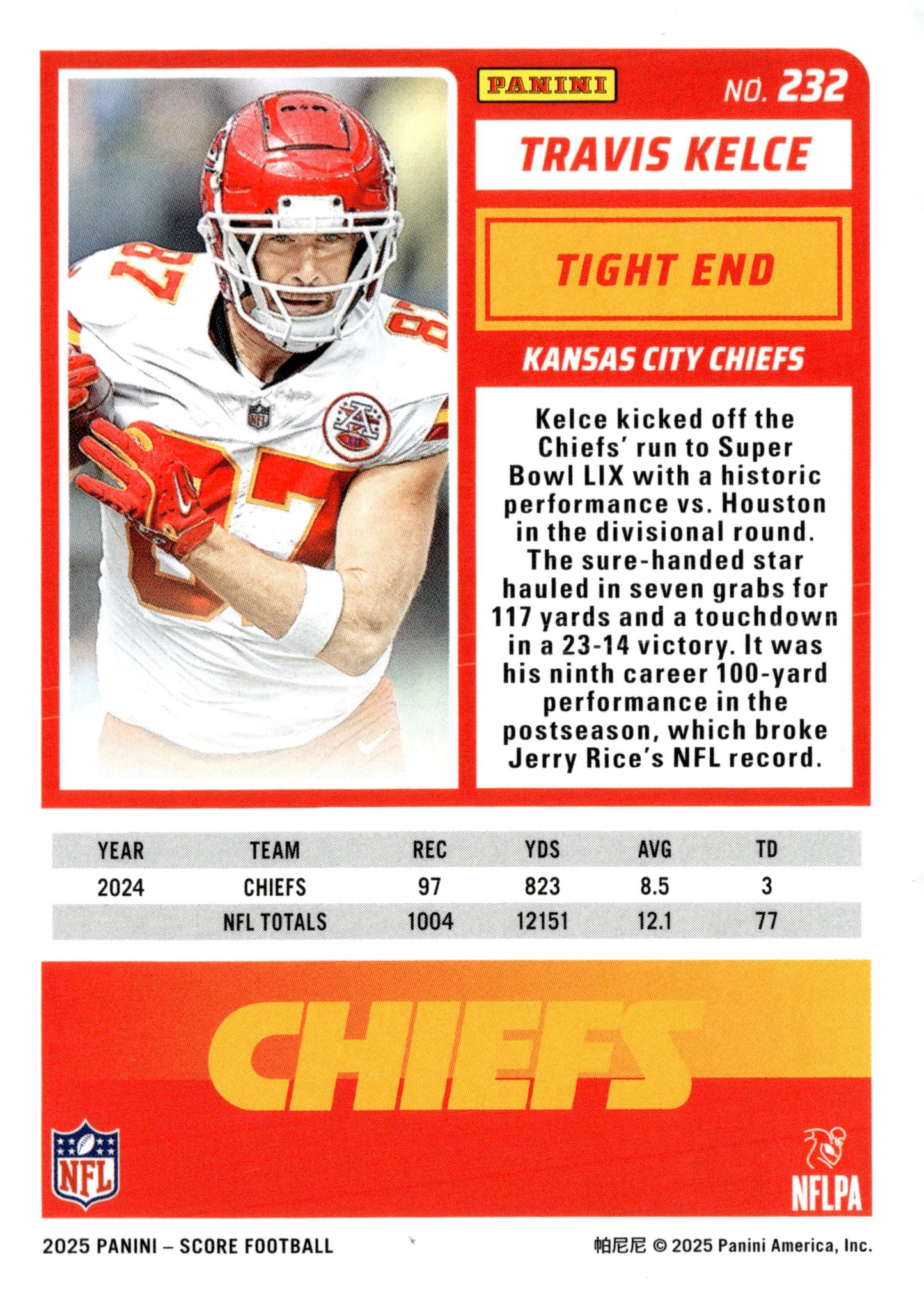2025 Score-A-Treat #232 Travis Kelce - single item listing, image for visual reference only