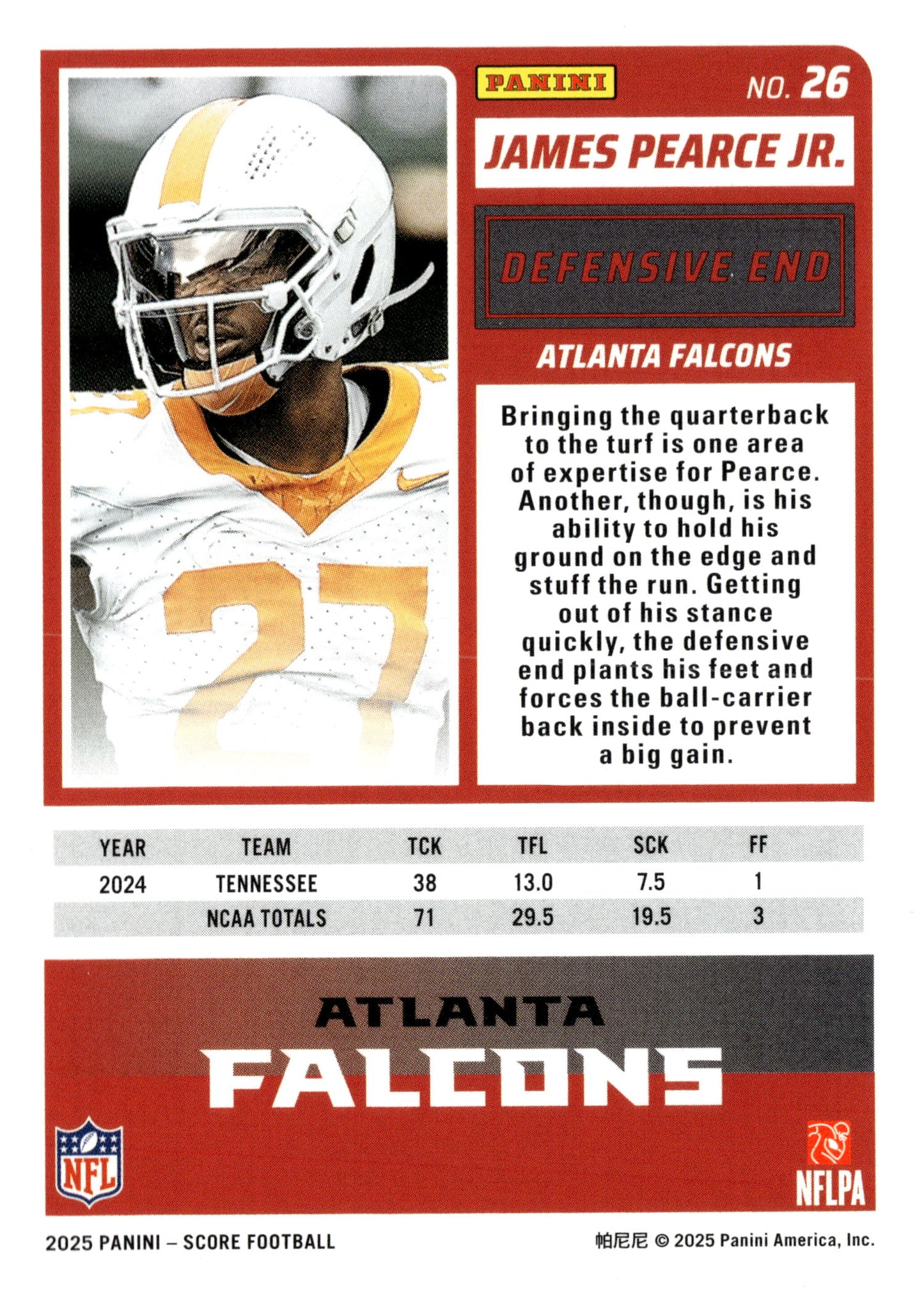 2025 Score-A-Treat #26 James Pearce Jr. - single item listing, image for visual reference only
