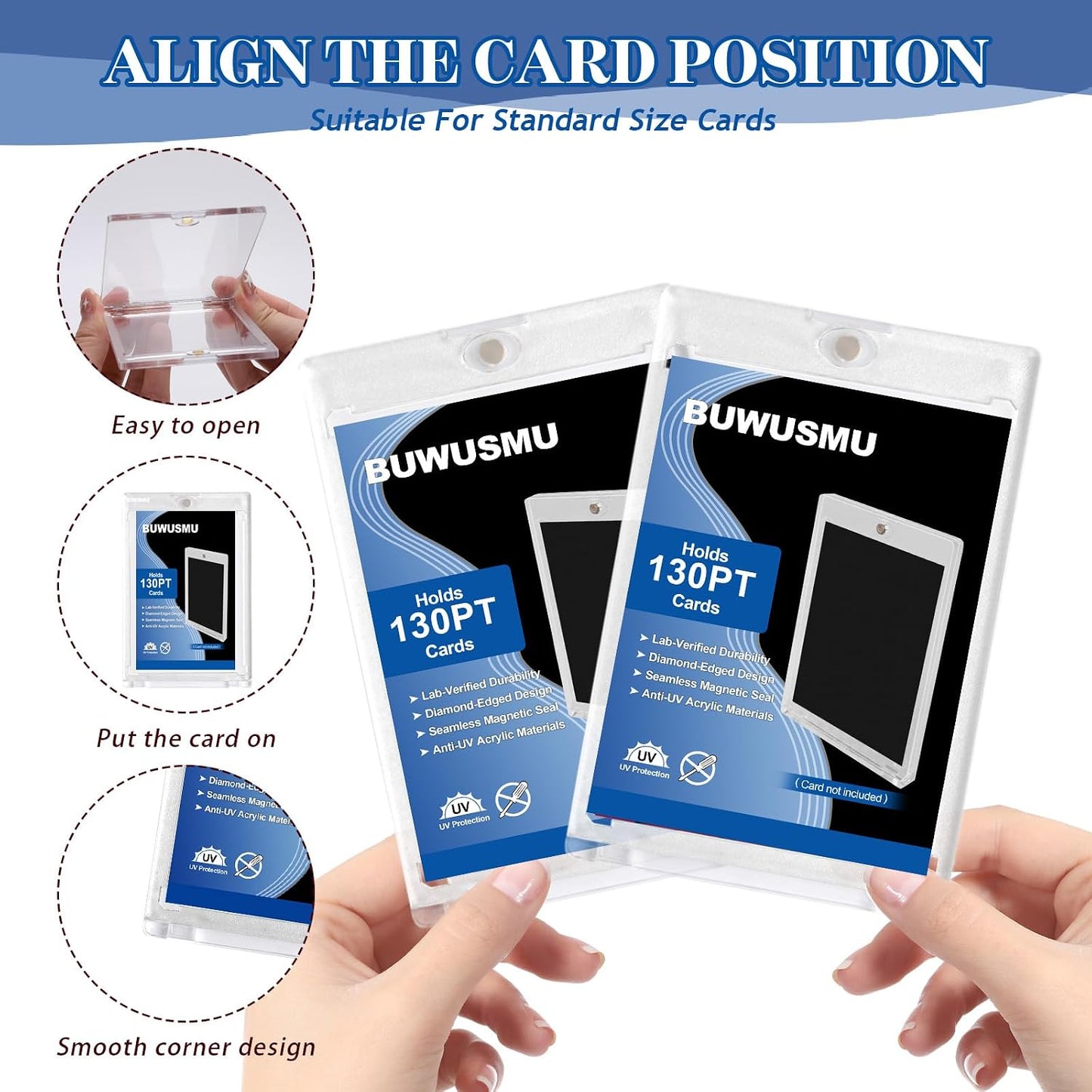 130pt Acrylic Magnetic Card Holder - One Touch Clear Sports Card Protector - 1 Unit