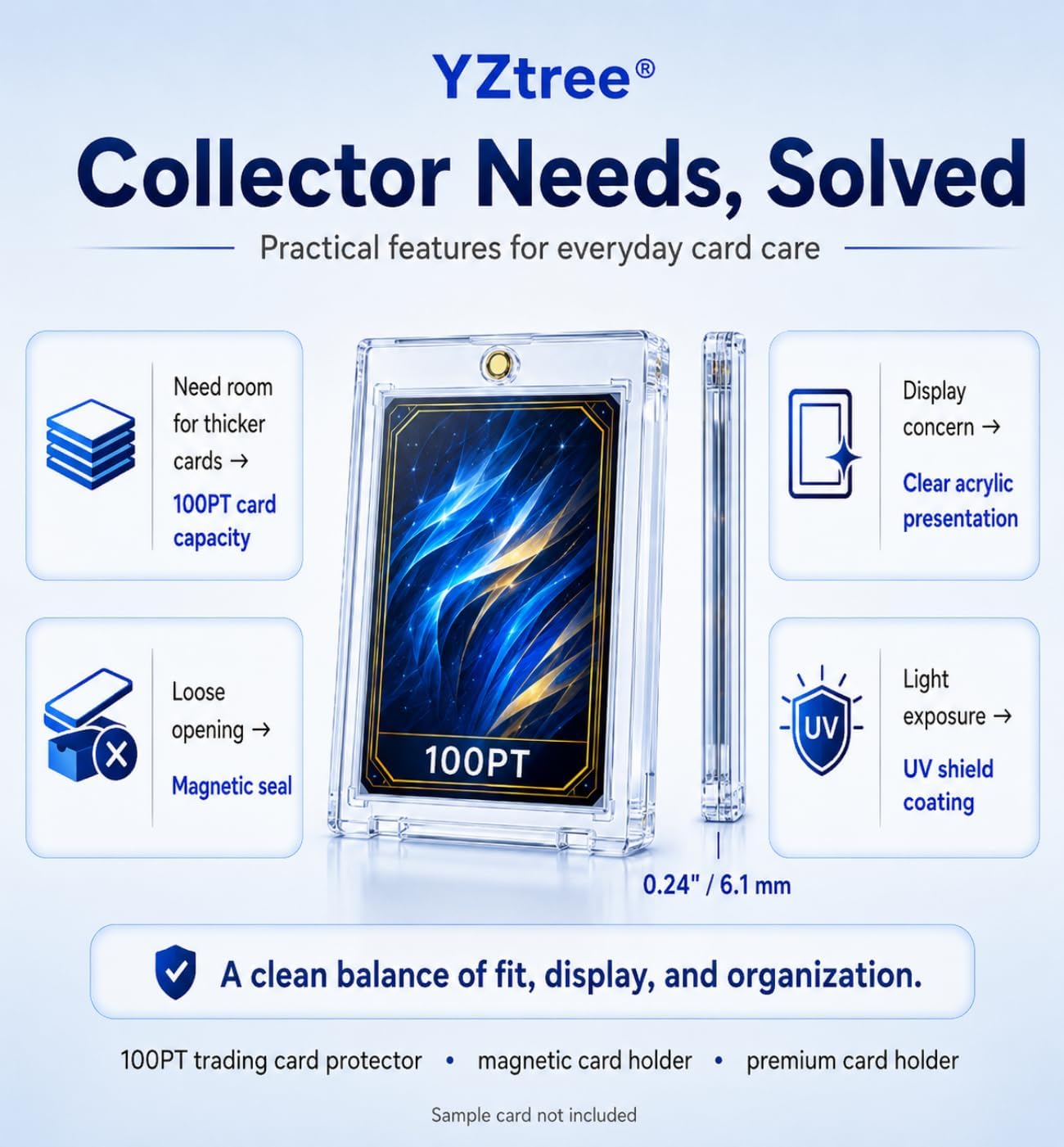 YZtree 100pt One-Touch Magnetic Card Holder with U-V Protection