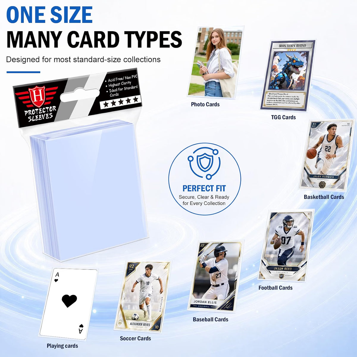 Homthy Clear Penny Card Sleeves Standard Size 100 Pack