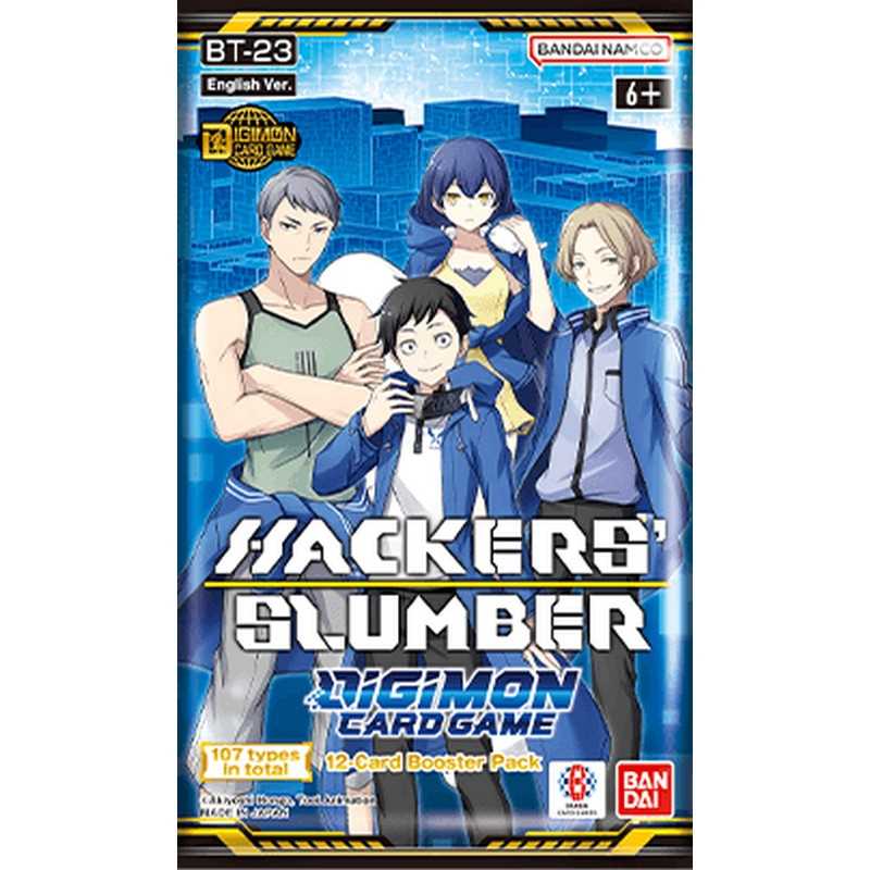 Sealed English Digimon TCG Hackers' Slumber BT-23 booster pack containing 12 cards
