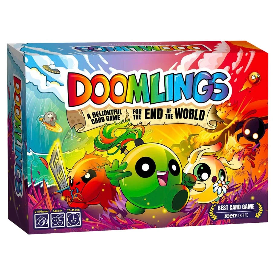 Doomlings Remastered strategic card game base set box with colorful redesigned artwork