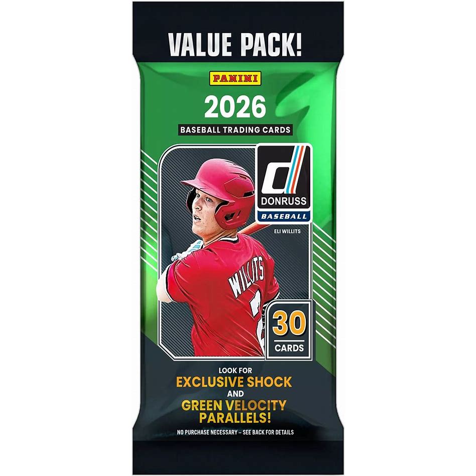 2026 Panini Donruss Baseball sealed value fat pack containing 30 baseball trading cards