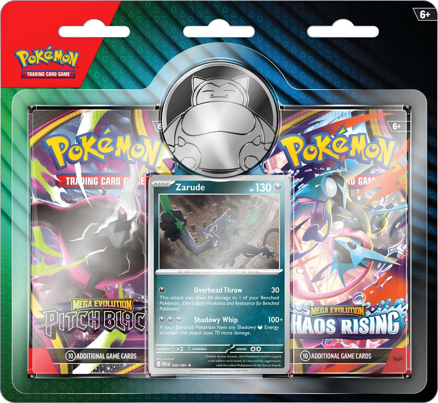 Sealed Pokémon TCG Zarude 056/084 Cosmos Holo 2-pack blister with Pitch Black and Chaos Rising booster packs