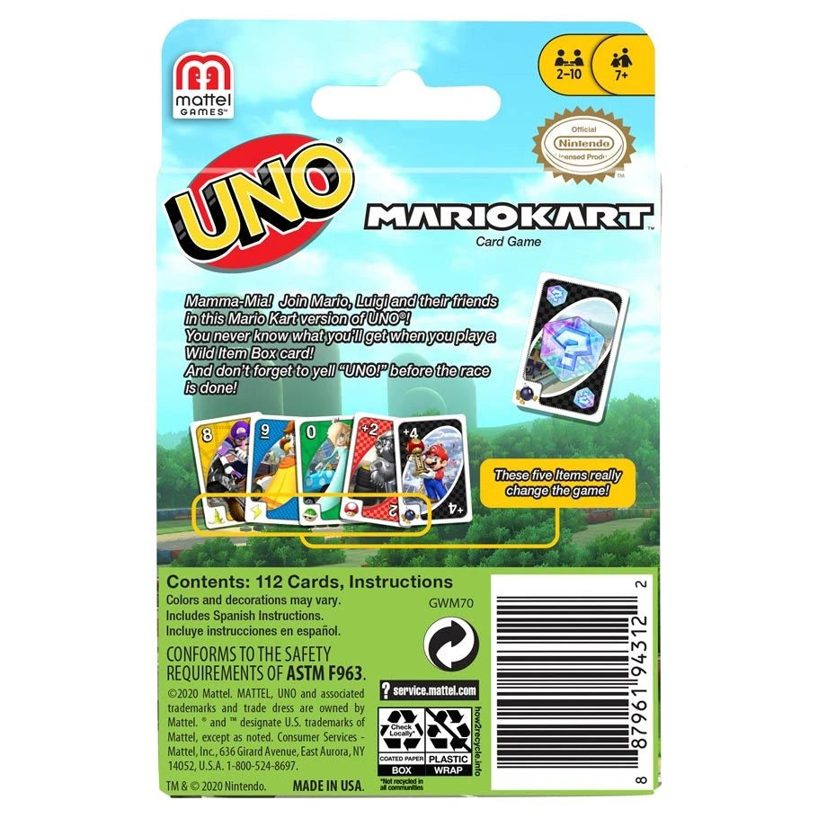 UNO Mario Kart Matching Card Game by Mattel