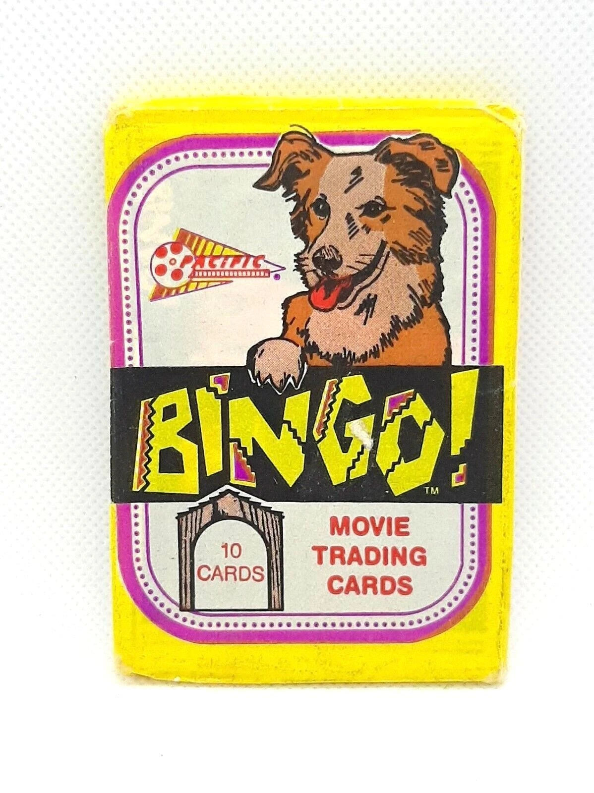 Sealed 1991 Pacific Bingo The Movie wax trading card pack containing 10 cards