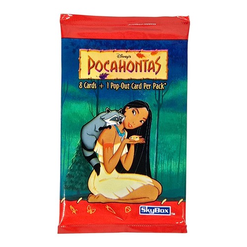 Sealed 1995 SkyBox Disney's Pocahontas trading card pack with 8 cards and 1 pop-out