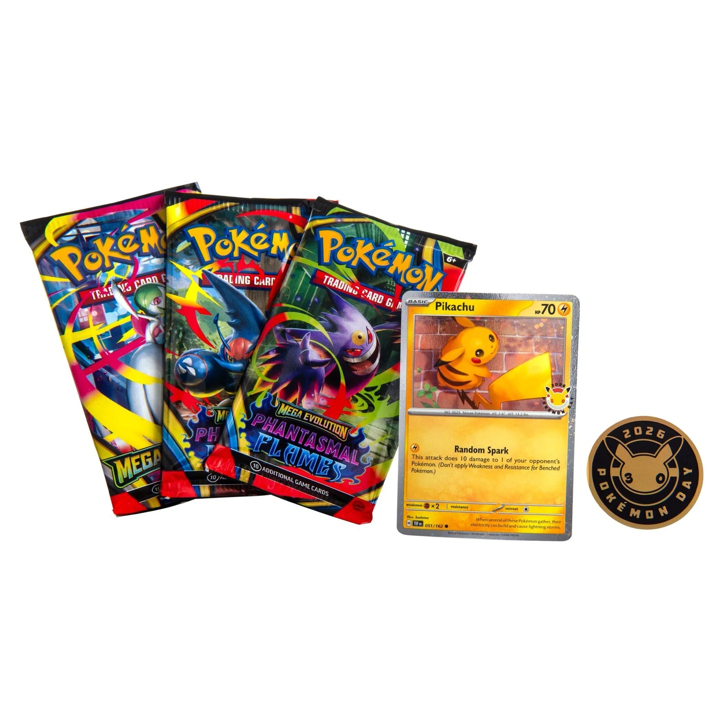 Pokémon TCG Pokémon Day 2026 Collection Pikachu Promo Coin & 3 Booster Packs