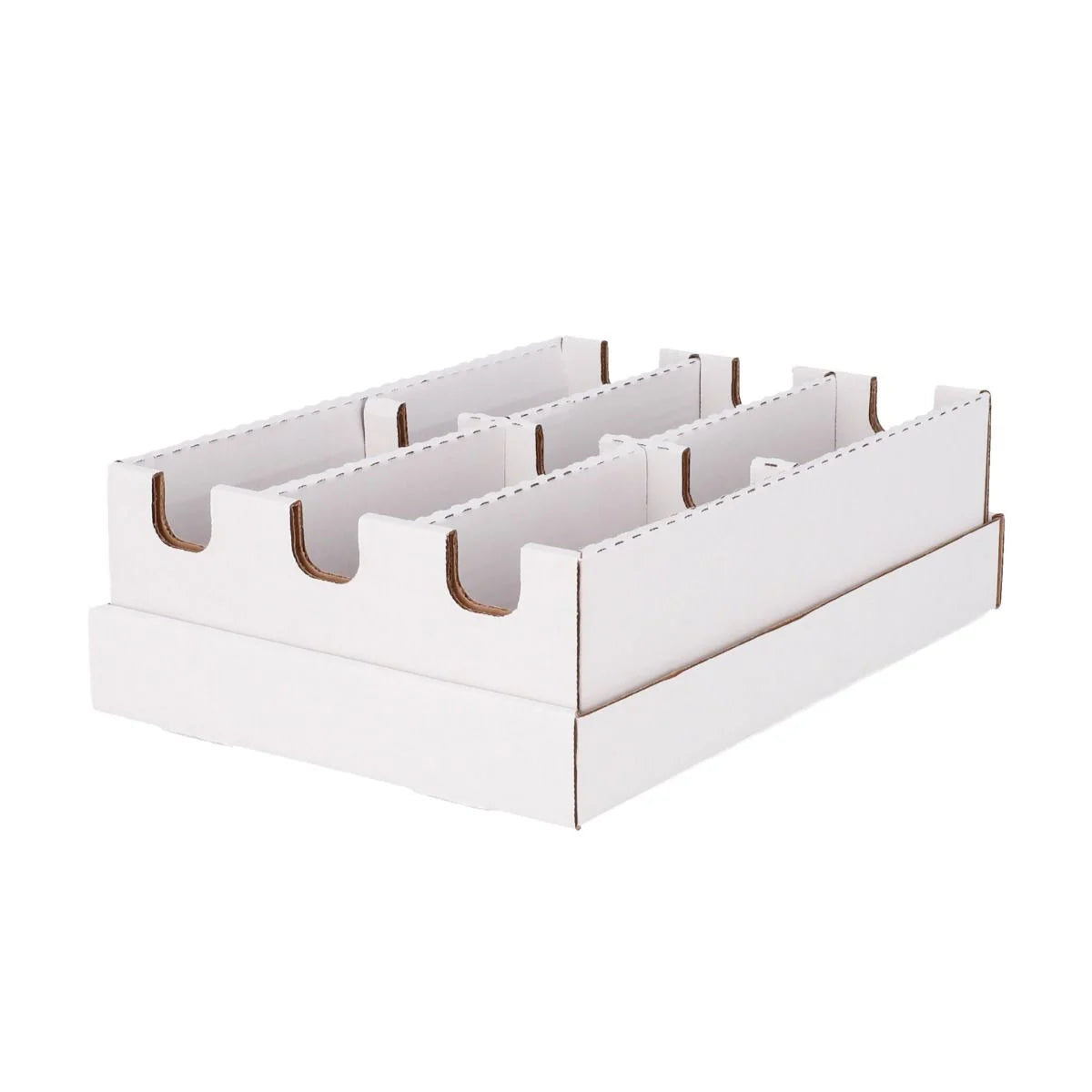White BCW Cargo Box 6 Cell 3x2 cardboard storage box for trading cards, toploaders, and magnetic card holders