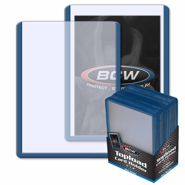 BCW 3x4 Topload Card Holders Blue Border 35pt 25 Pack