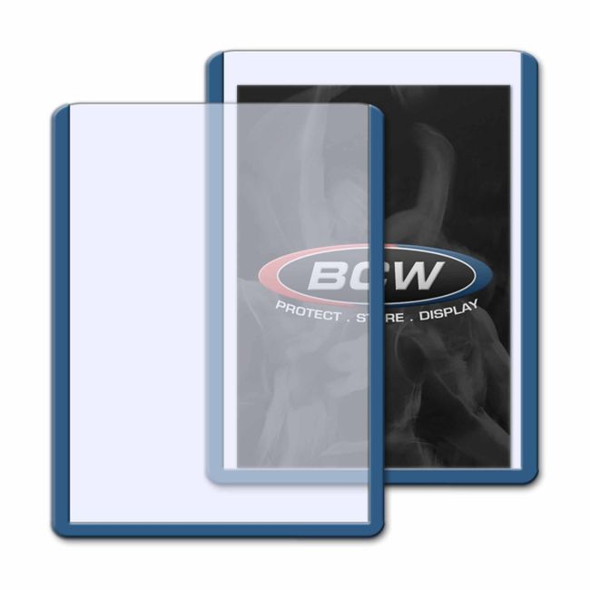 BCW 3x4 Topload Card Holders Blue Border 35pt 25 Pack