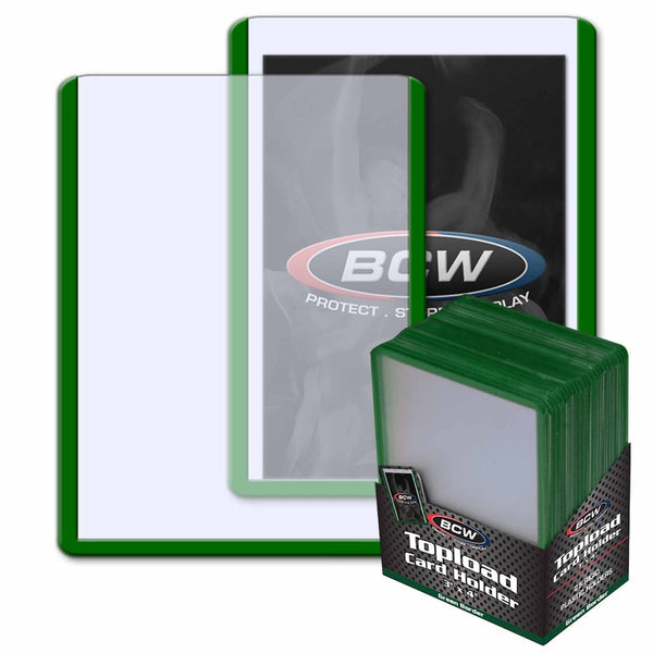 BCW 3x4 Topload Card Holders Green Border 35pt 25 Pack