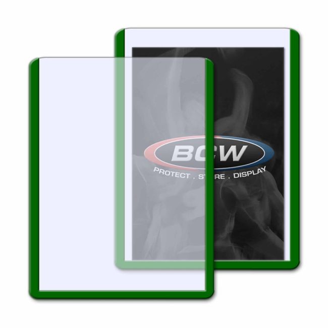 BCW 3x4 Topload Card Holders Green Border 35pt 25 Pack