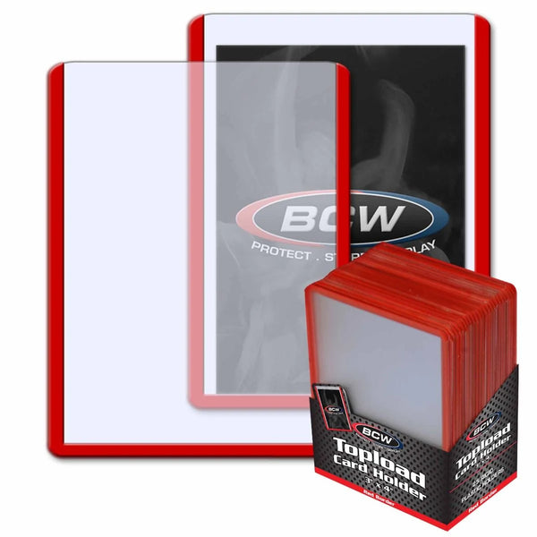 BCW 3x4 Topload Card Holders Red Border 35pt 25 Pack