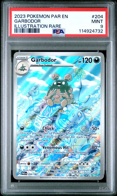 2023 Pokémon Paradox Rift Garbodor card number 204 Illustration Rare graded PSA MINT 9