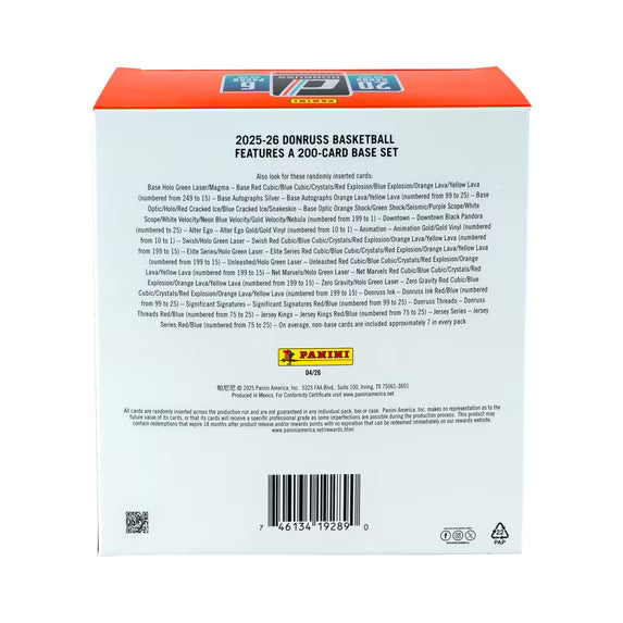 2025-26 Panini Donruss Basketball Mega Box – 6 Packs, 120 Cards