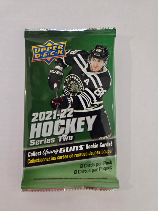 2021-22 Upper Deck Series 2 Hockey Retail Pack - 8 Cards - Sealed - single item listing, image for visual reference only