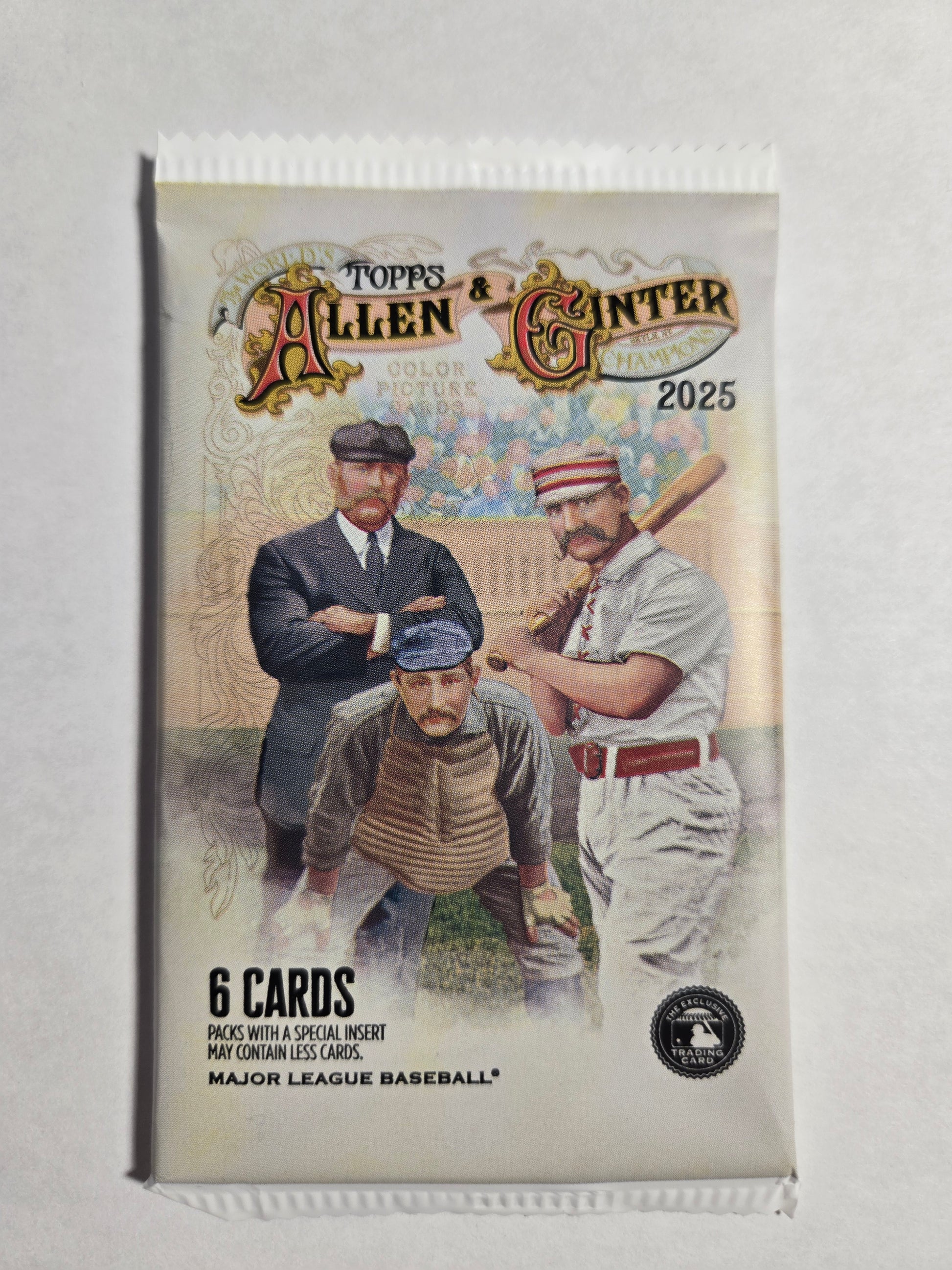 Sealed 2025 Topps Allen and Ginter MLB baseball single trading card pack containing six cards