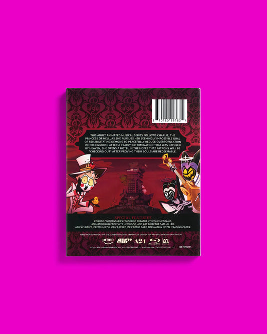 Hazbin Hotel Season One Blu-Ray 2-Disc Set Sealed + PR-20 “Hate Watch” Promo Card - single item listing, image for visual reference only
