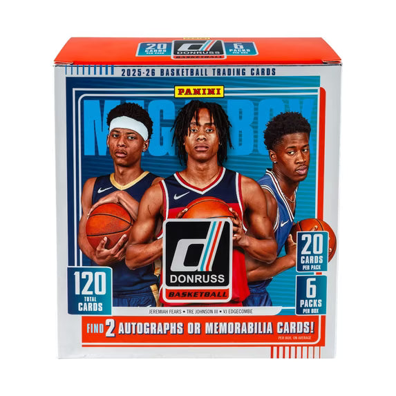 2025-26 Panini Donruss Basketball Mega Box – 6 Packs, 120 Cards