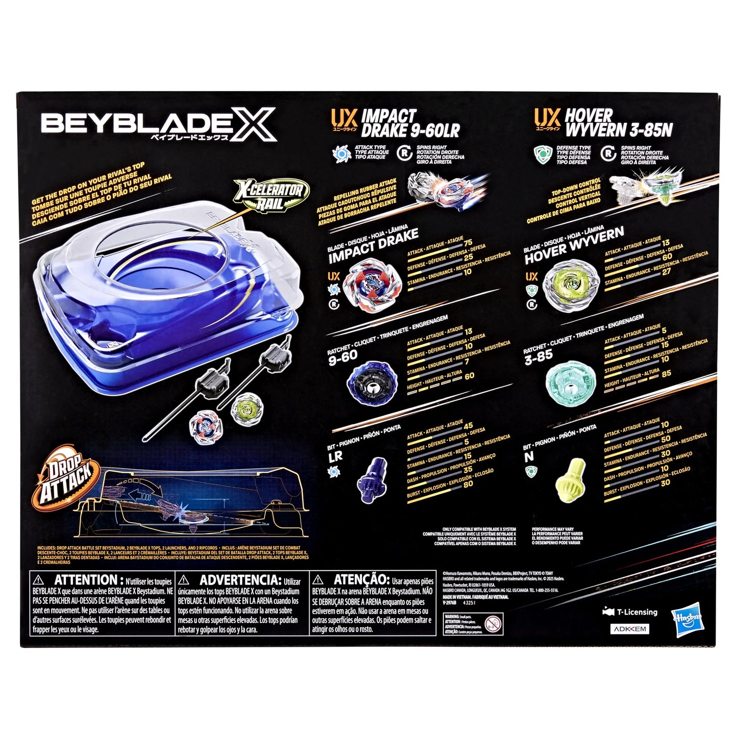 Beyblade X Drop Attack Battle Set with Beystadium, 2 Tops and 2 Launchers