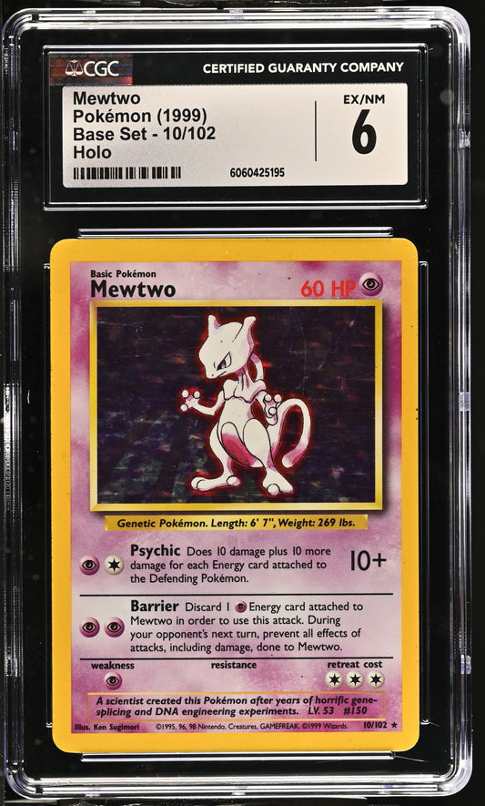 1999 Base Set #10/102 Mewtwo CGC 6