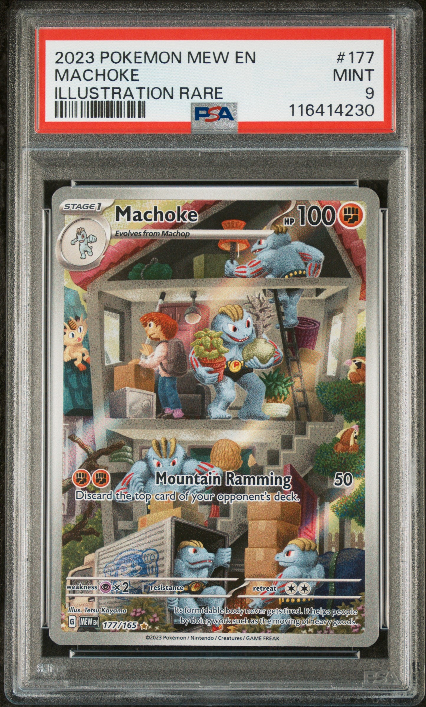 2023 Pokemon Mew En-151 #177 Machoke Illustration Rare PSA 9