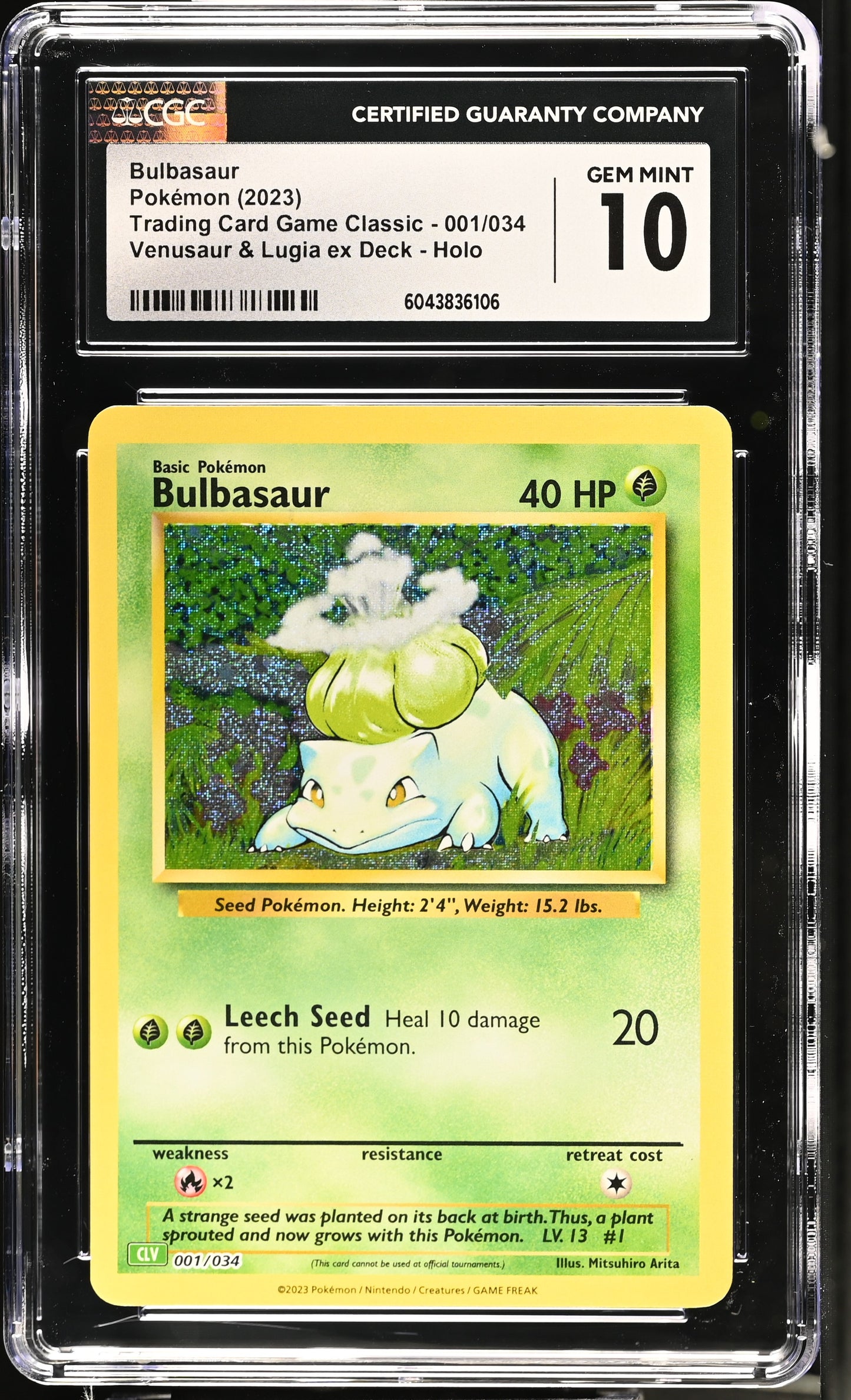 2023 Trading Card Game Classic #001/034 Bulbasaur CGC 10