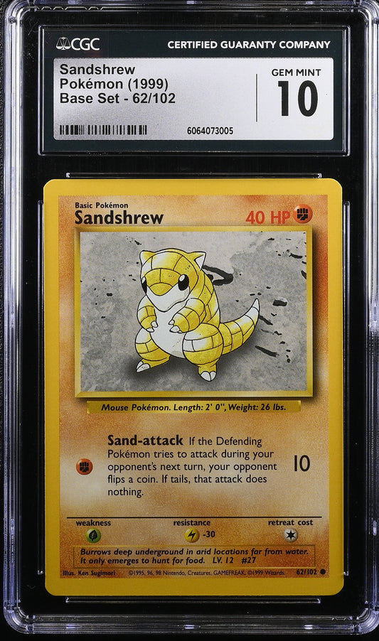 1999 Base Set #62/102 Sandshrew CGC 10