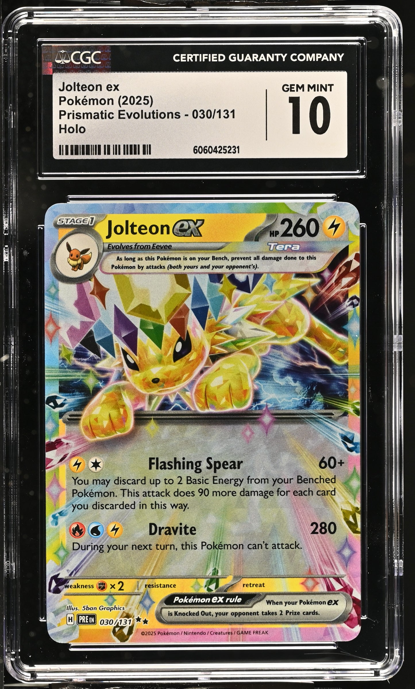 2025 Prismatic Evolutions #030/131 Jolteon ex CGC 10