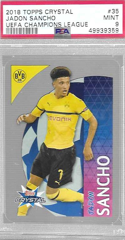 2018 Topps Crystal Uefa Champions League #35 Jadon Sancho Uefa Chps League PSA 9