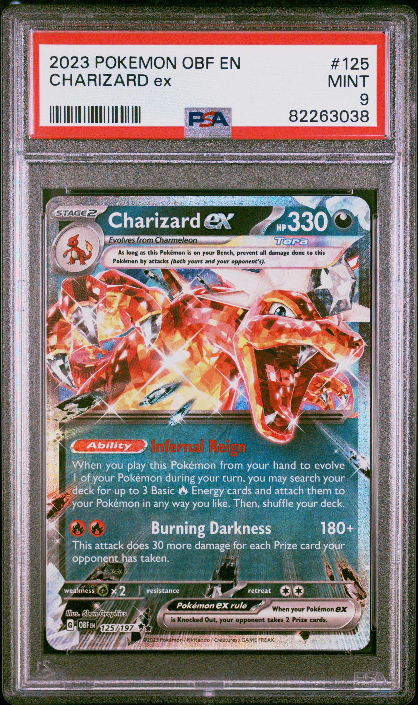 2023 Pokémon Obf En-Obsidian Flames #125 Charizard EX PSA 9 - Moonlight Collectibles product image