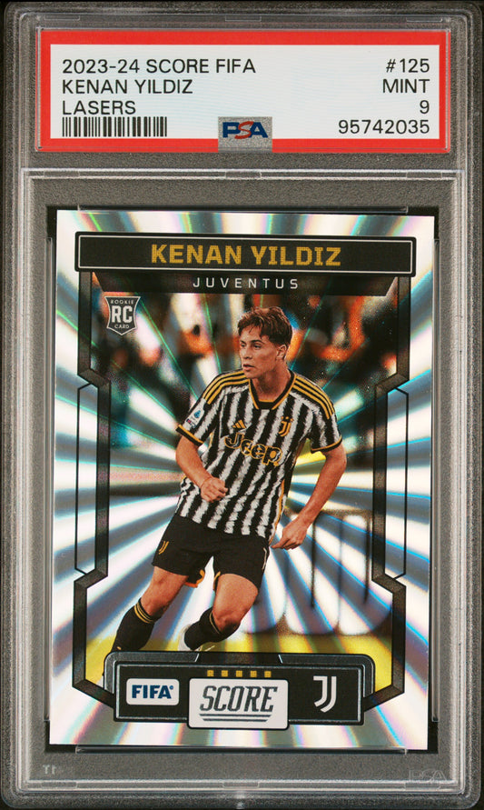 2023-24 Panini Score Fifa #125 Kenan Yildiz Lasers PSA 9 - single item listing, image for visual reference only