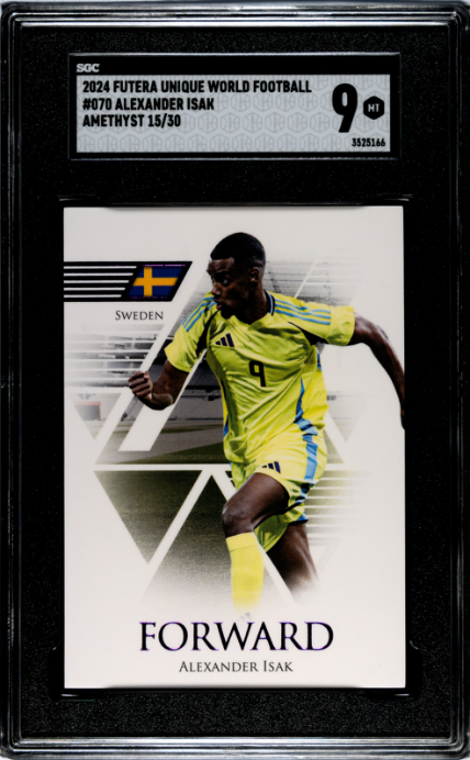 2024 Futera Unique World Football Alexander Isak Amethyst #070 /30 SGC 9 Graded Card