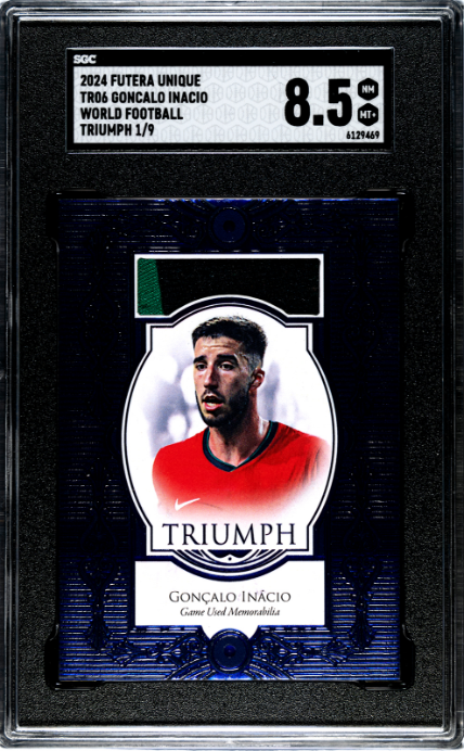 2024 Futera Unique World Football Gonçalo Inácio Triumph #TR06 /09 SGC 8.5 Graded Card