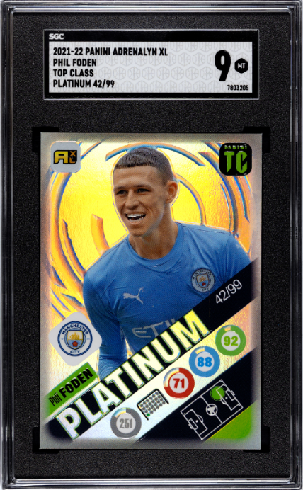 2021-22 Panini Adrenalyn Xl Top Class Phil Foden Platinum SGC 9 - Sealed - single item listing, image for visual reference only