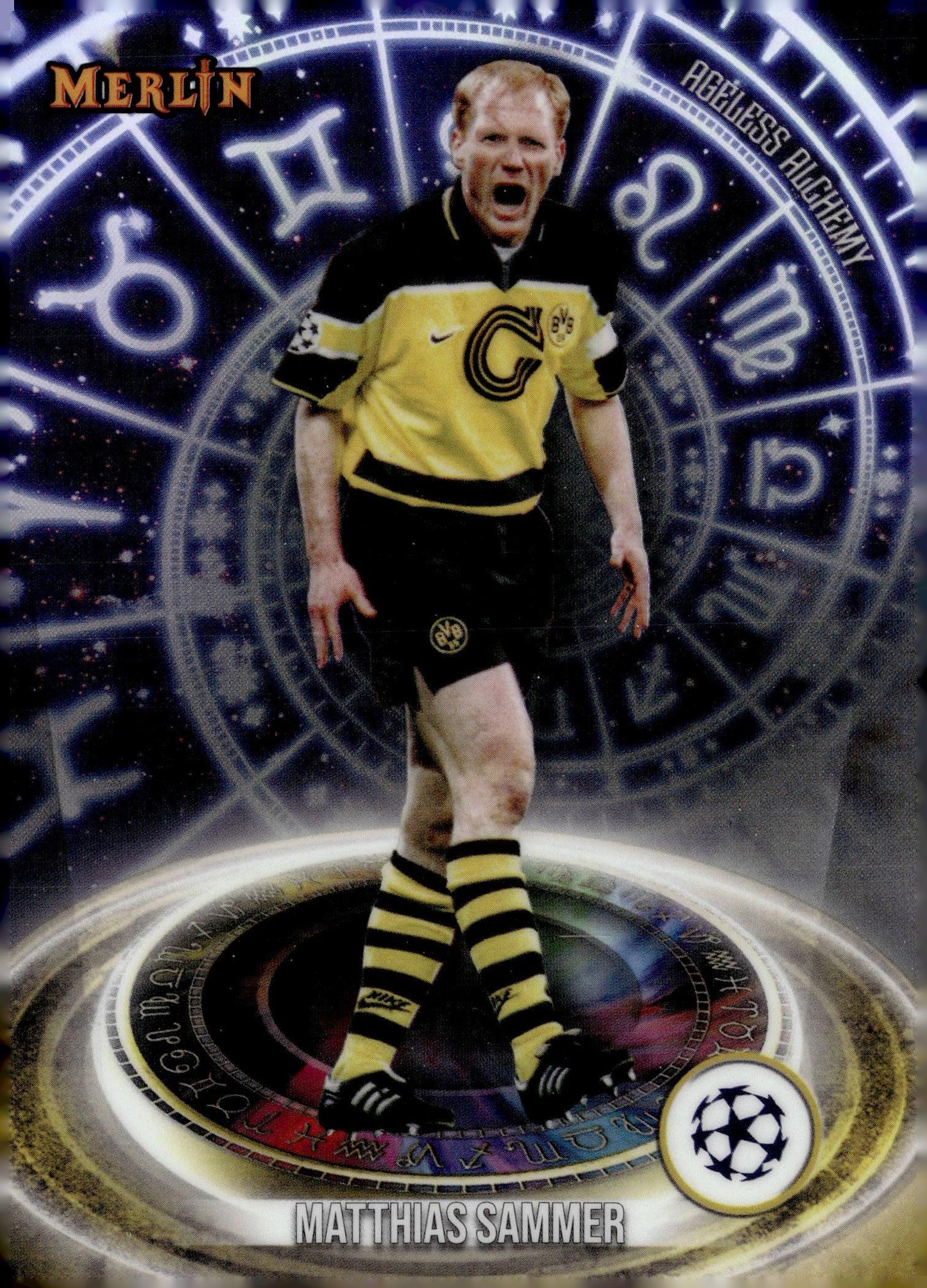 2023-24 Merlin UEFA Club Competitions #AA-4 Matthias Sammer Ageless Alchemy – Borussia Dortmund Soccer Card - single item listing, image for visual reference only