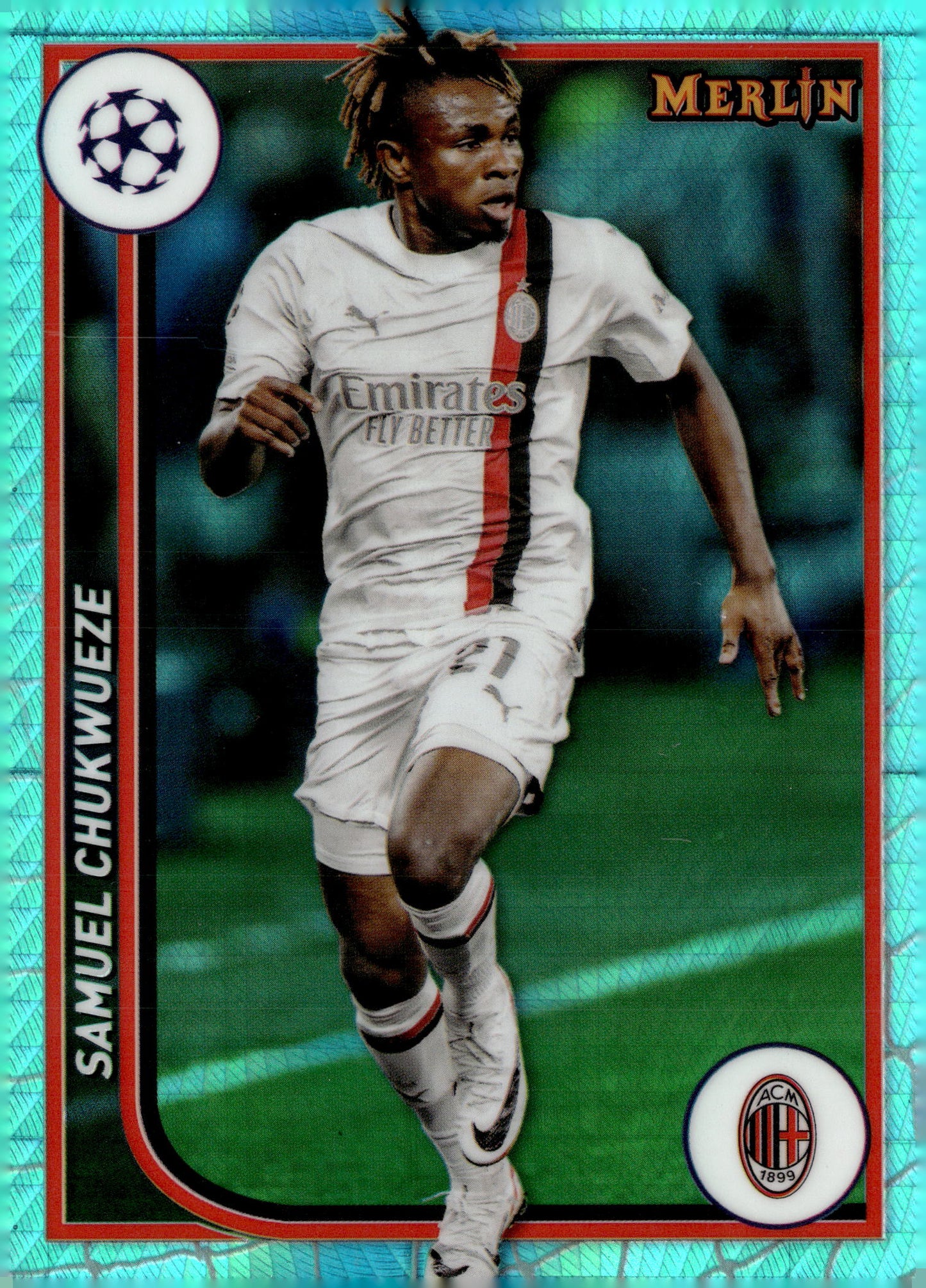 2023-24 Merlin UEFA Club Competitions #3 Samuel Chukwueze – AC Milan Soccer Card - single item listing, image for visual reference only