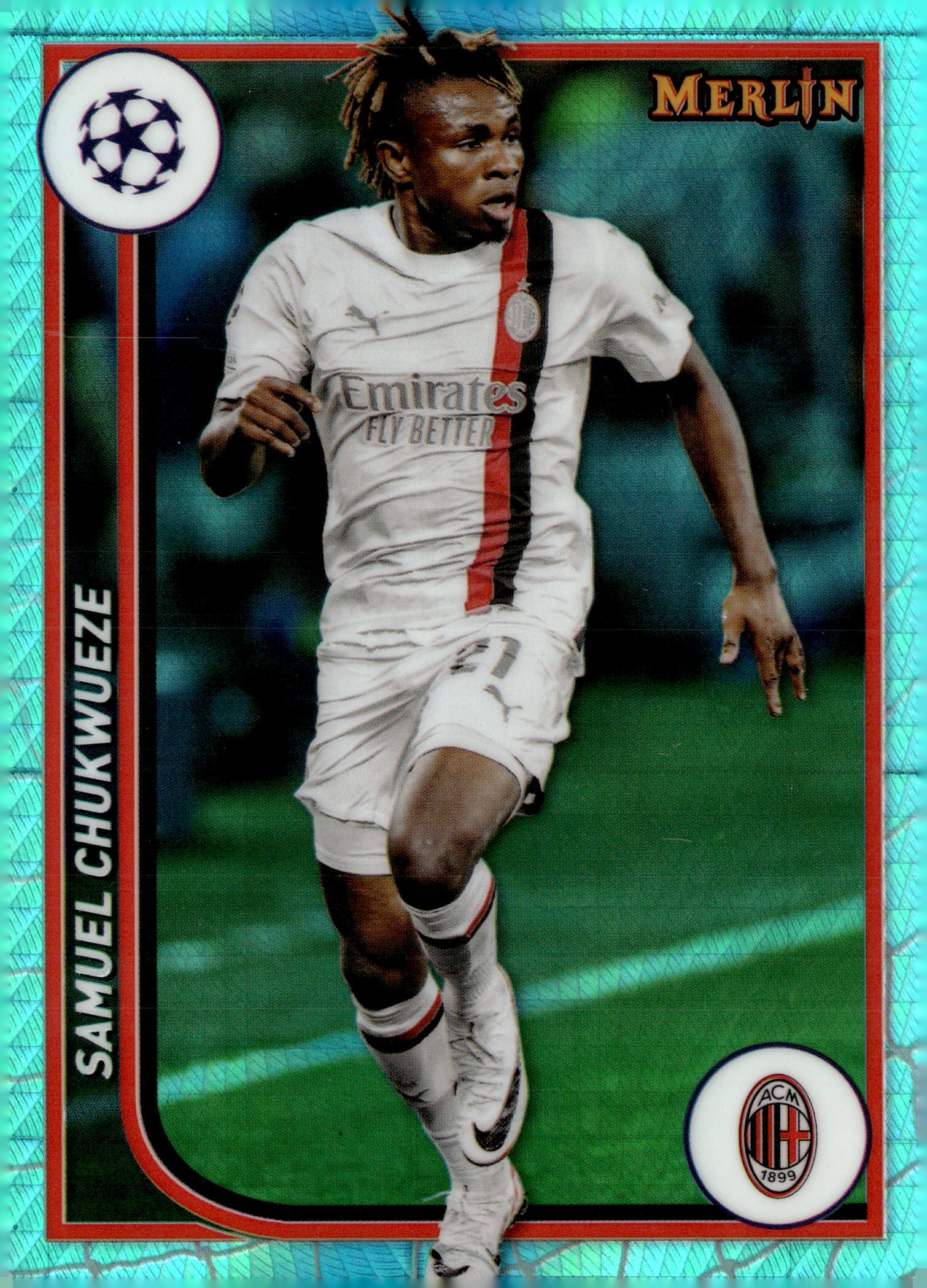 2023-24 Merlin UEFA Club Competitions #3 Samuel Chukwueze – AC Milan Soccer Card - single item listing, image for visual reference only
