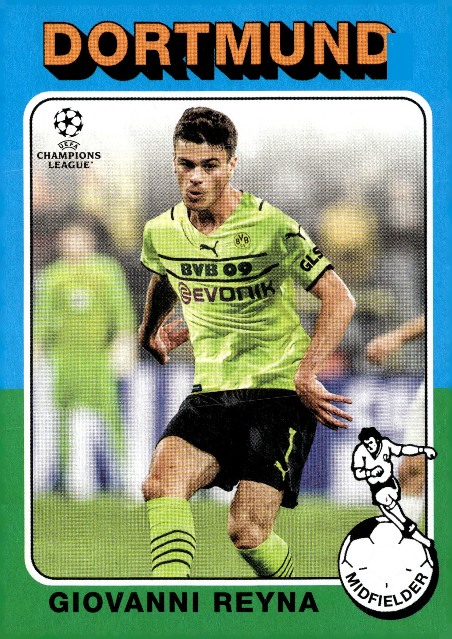 2021-22 Topps UEFA Champions League Giovanni Reyna 1975-76 Retro #75-08 Borussia Dortmund - single item listing, image for visual reference only