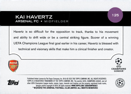 2024-25 Topps UEFA Club Competitions #125 Kai Havertz Arsenal FC Midfielder Soccer Card